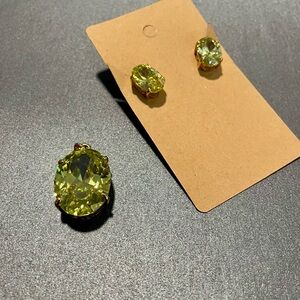 Park Lane Vintage Cubic Zirconia Green Pendant & Pierced Earrings Set.